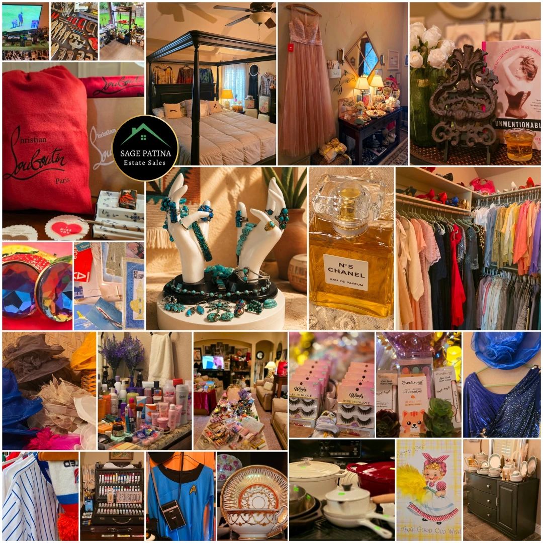 SAGE PATINA Presents Brimming with Beauty, Bags, Baubles, & More Benbrook Boutique Estate Sale!