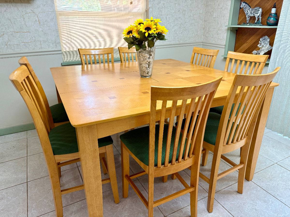 Swedish Modern Light Wood Dining Table and Chairs Set