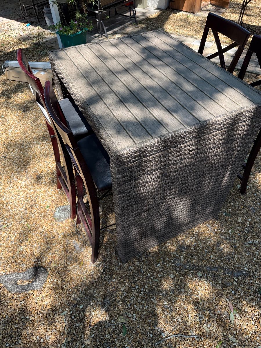 Woven Resin Wicker Dining Table and Chair Group