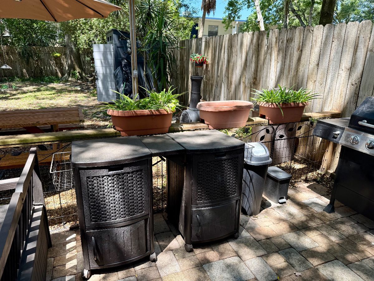 Outdoor Patio Assortment with Grill, Storage, and Seating