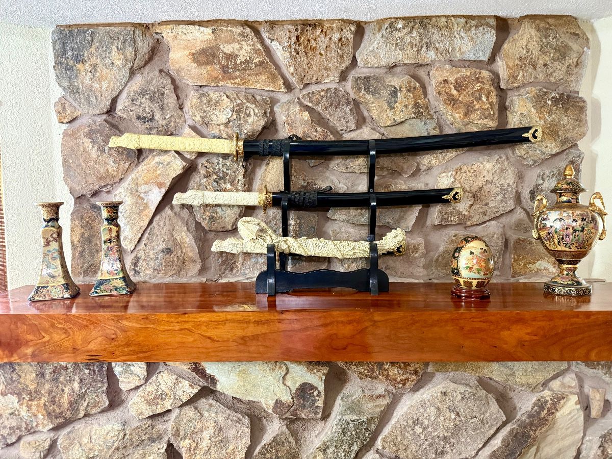 Decorative Katana Swords with Display Stand Set
