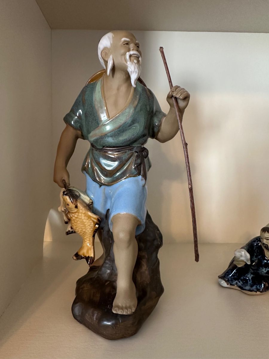 Vintage Asian Fisherman Porcelain Figurine