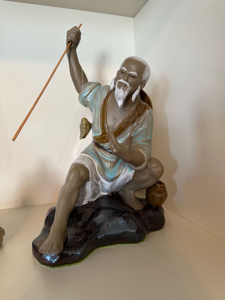 Vintage Asian Fisherman Figurine