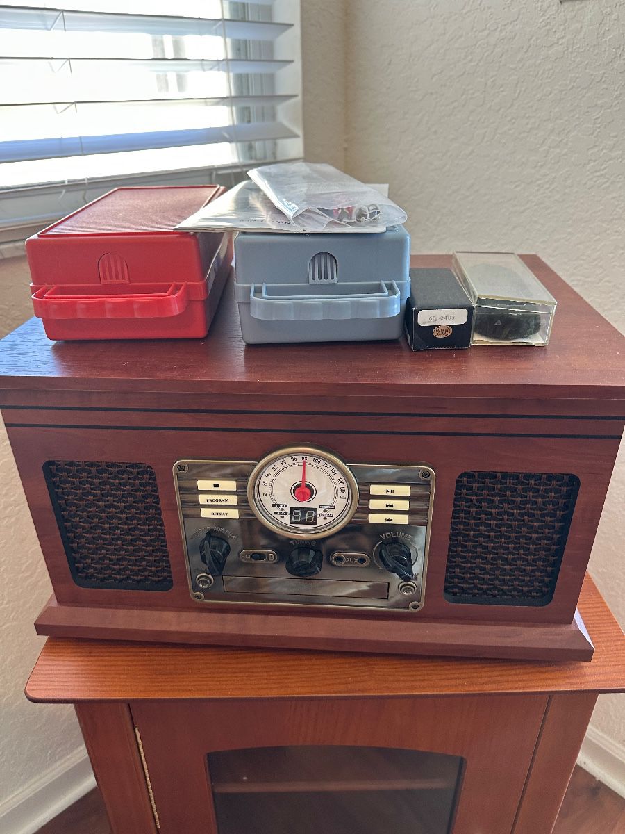 Record Player with Bluetooth and Speakers - Wood Finish