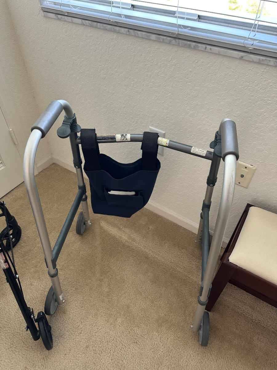 Drive Medical Folding Walker with Blue Storage Bag