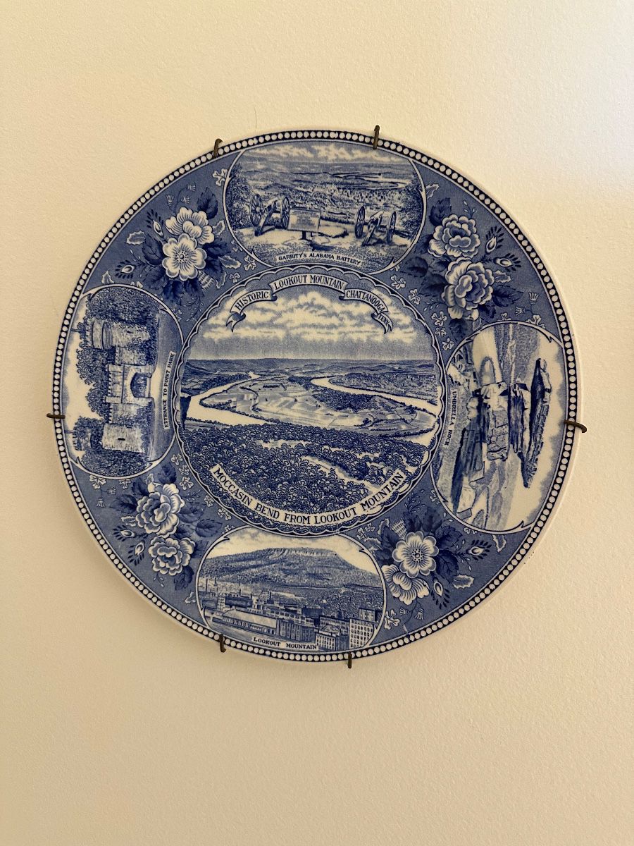 Blue Transferware Historical Lookout Mountain Scenic Plate