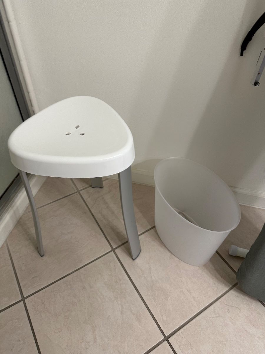 Shower Stool and Waste Bin Set
