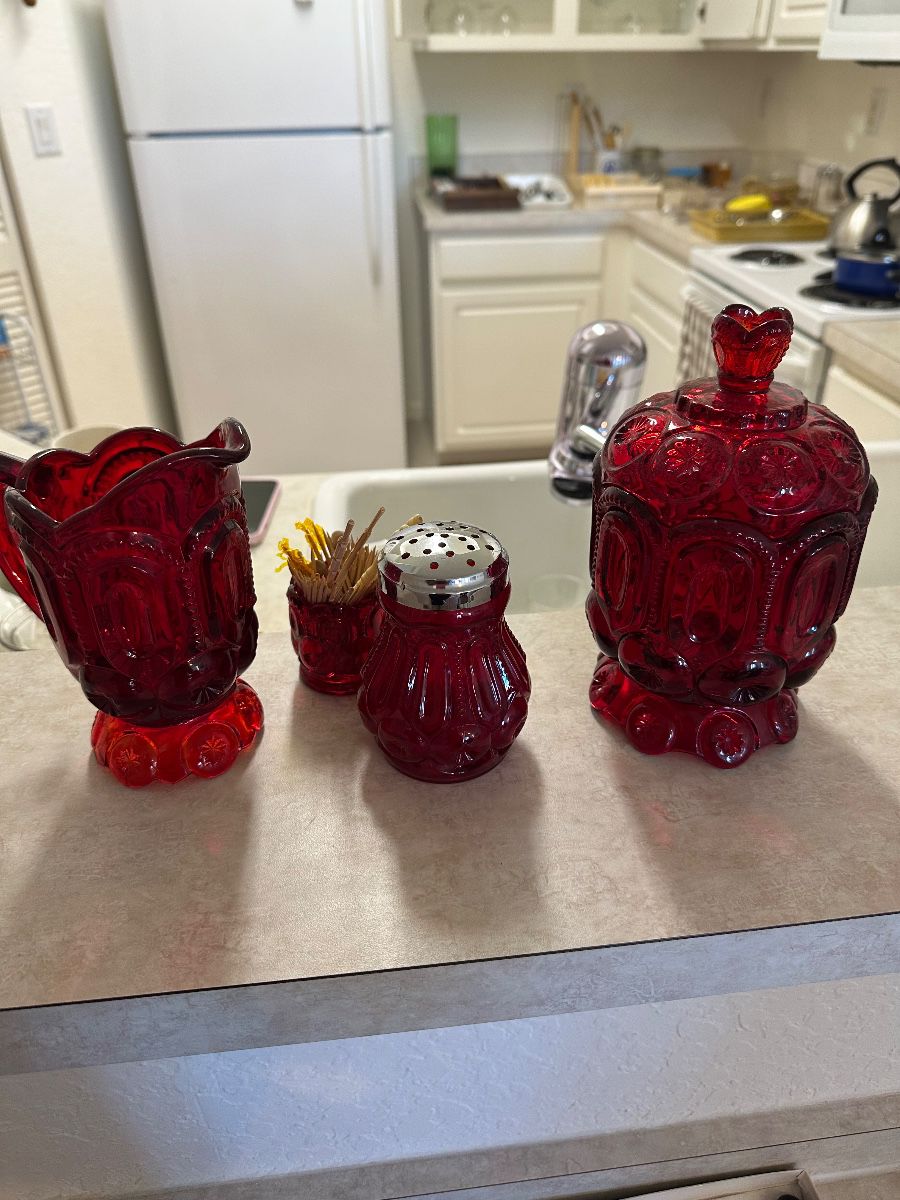 Moon and Stars Ruby Glass Kitchen & Decor Assortment