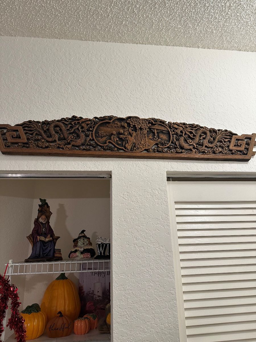 Vintage Carved Wooden Dragon Wall Art