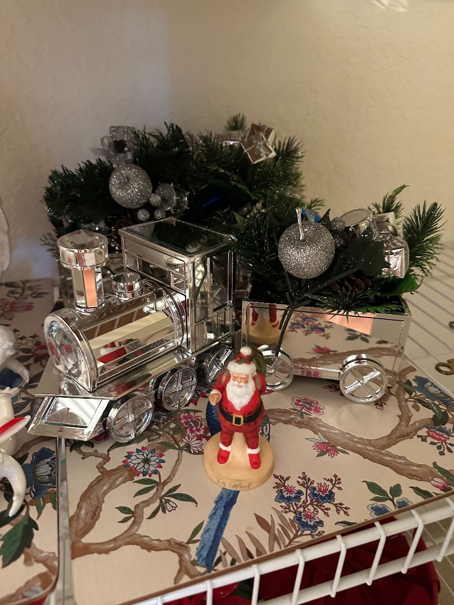 Hallmark "Ye Olde Santa" Figurine and Mirrored Train Assortment