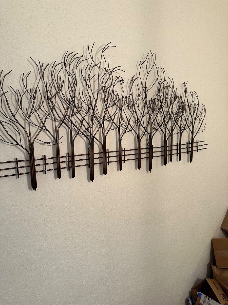 Metal Tree and Fence Wall Art Sculpture