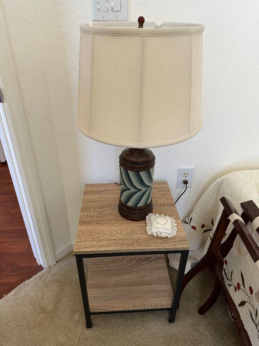 Vintage Table Lamp with Ceramic Chevron Base