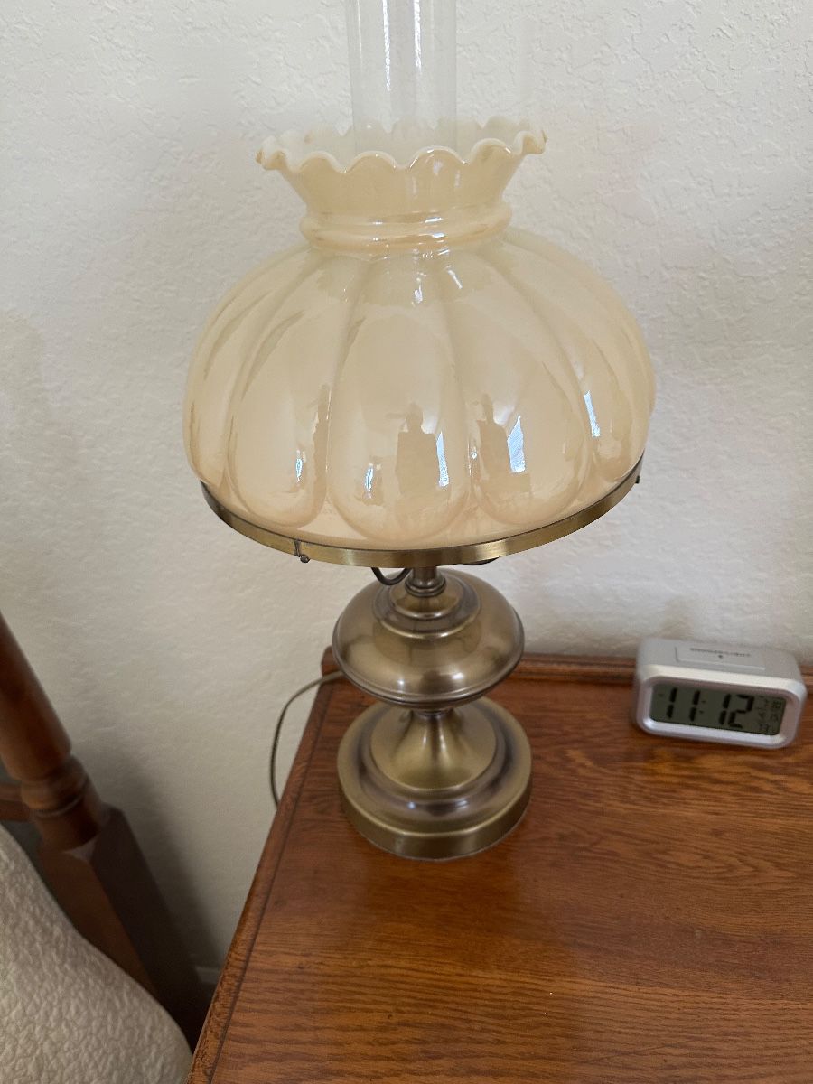 Vintage Brass Hurricane Table Lamp