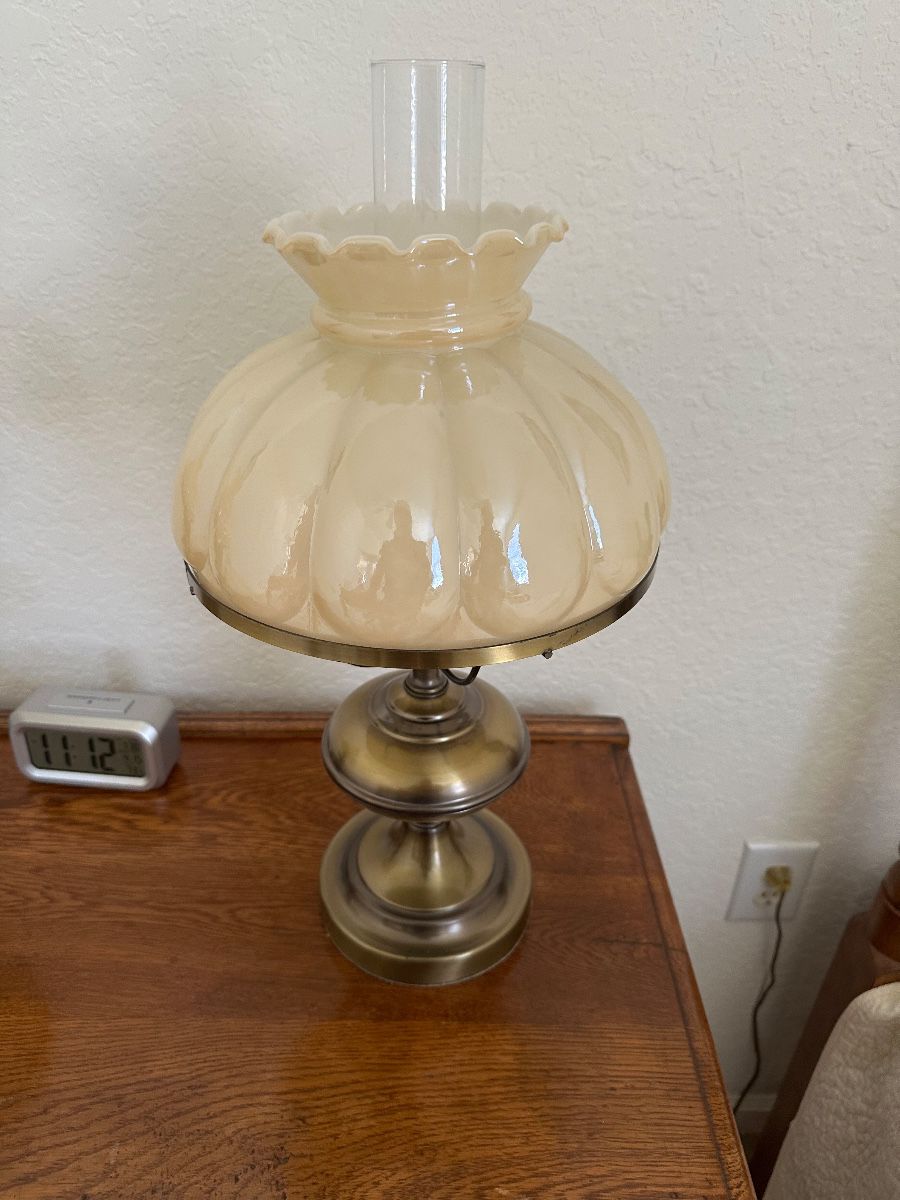 Vintage Brass & Milk Glass Table Lamp
