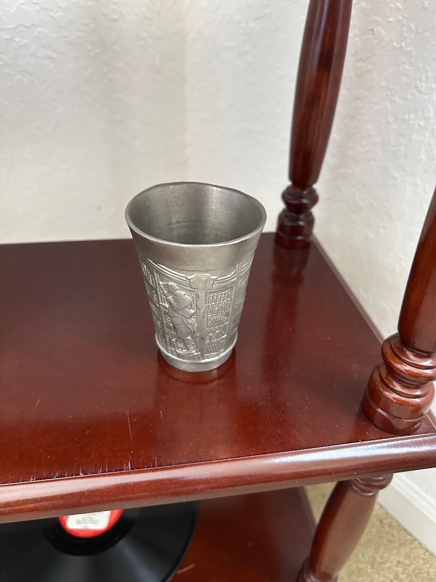 Pewter Library Scene Shot Glass