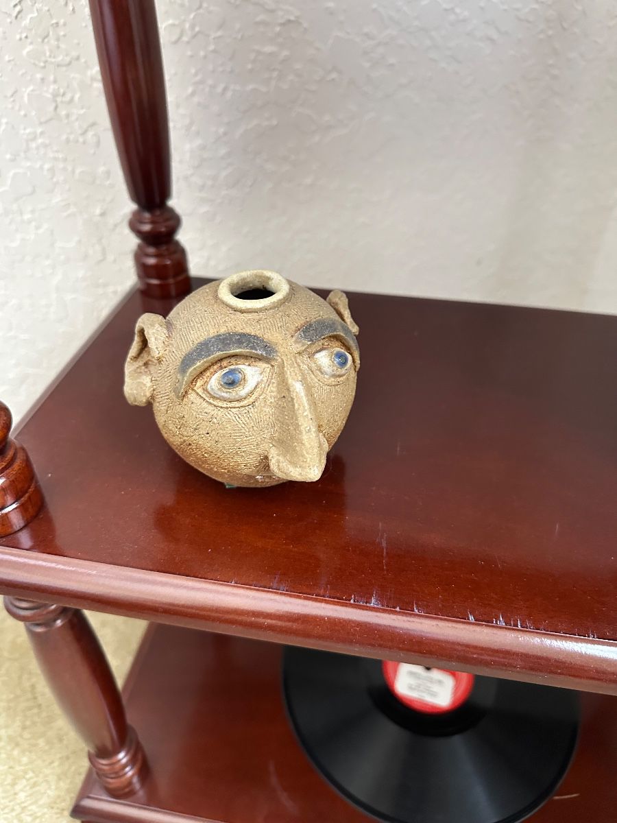 Whimsical Studio Pottery Face Bud Vase