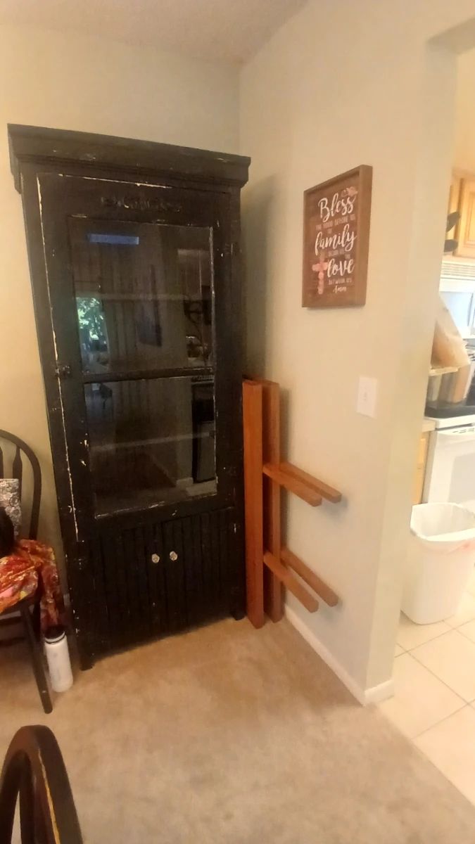 Vintage Black Painted China Display Cabinet