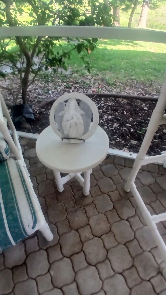 Religious Plaque on Side Table Set