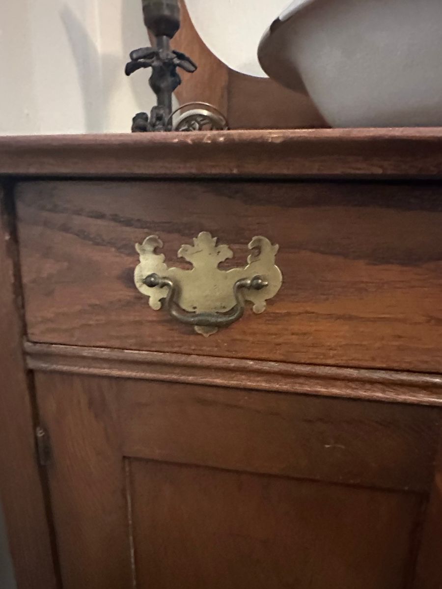 Antique Wooden Dresser with Brass Hardware
