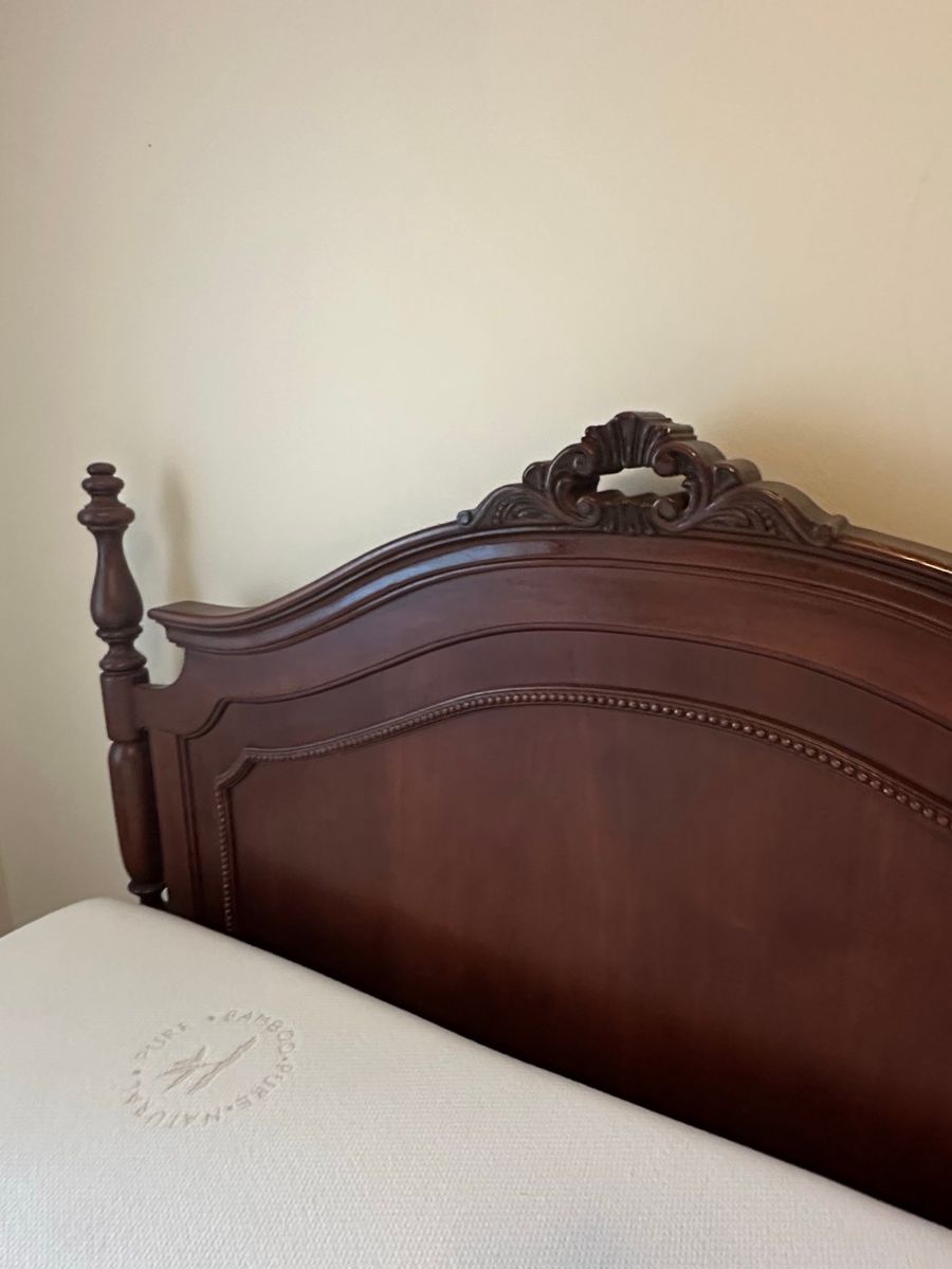 Vintage Dark Wood Ornate Headboard