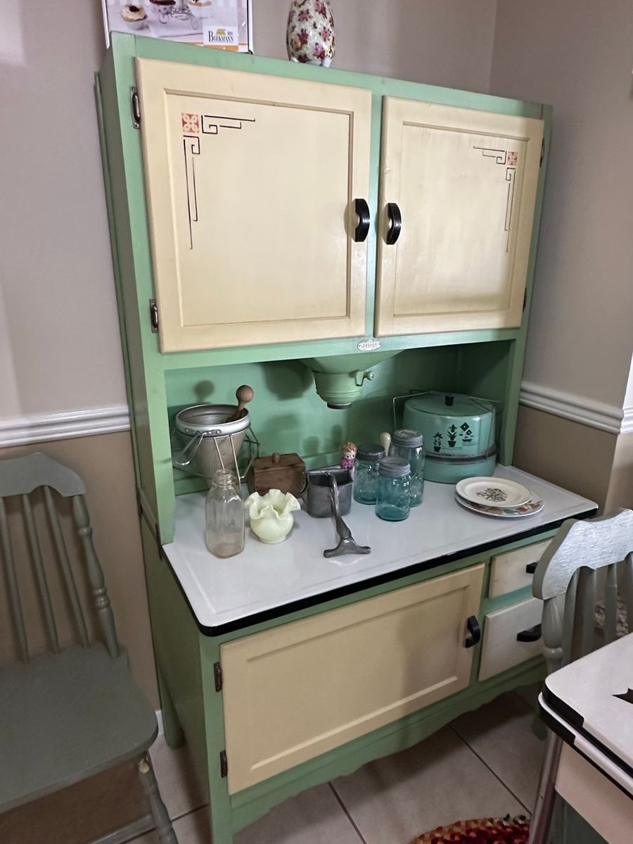 1930s Kitchen Cabinet Assortment with Hoosier Style Cabinet