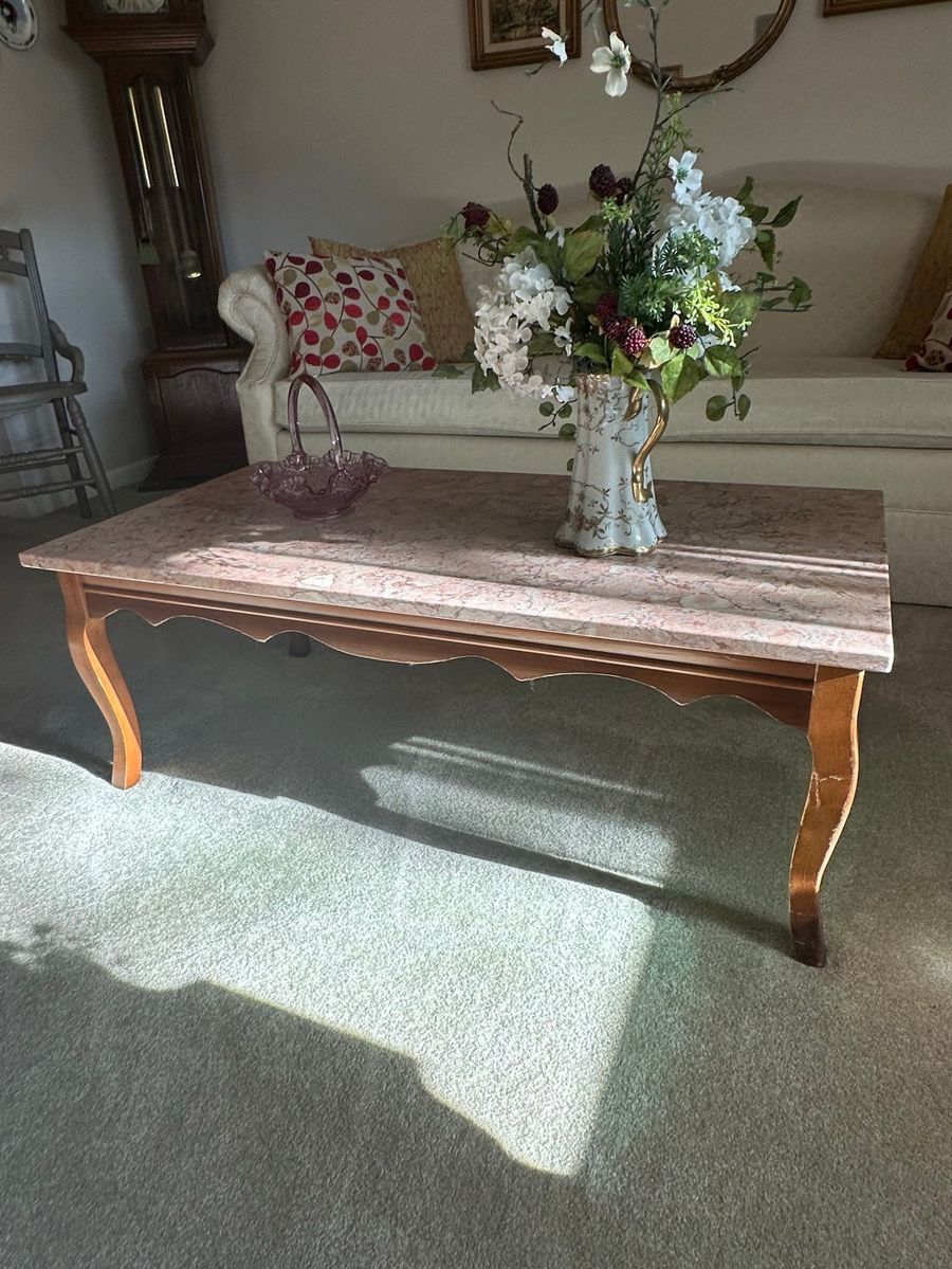 Vintage French Provincial Marble Top Coffee Table