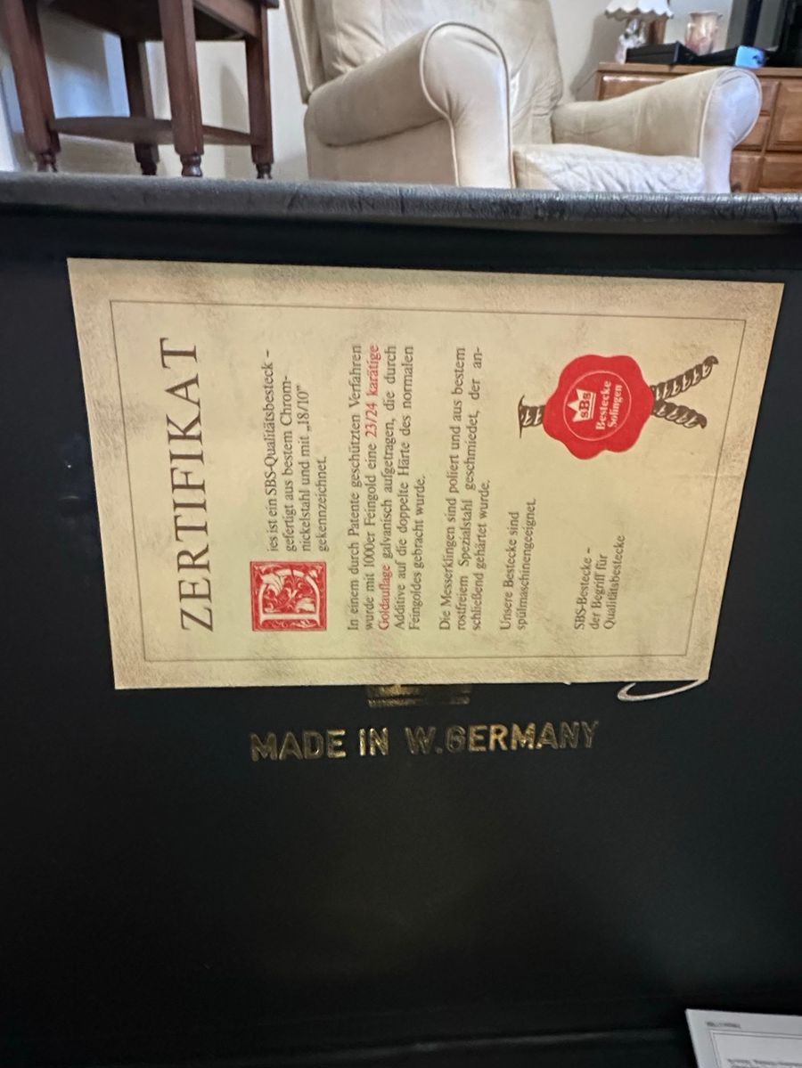 SBS-Bestecke Solingen 23/24k Gold Plated 18/10 Stainless Steel Cutlery Set