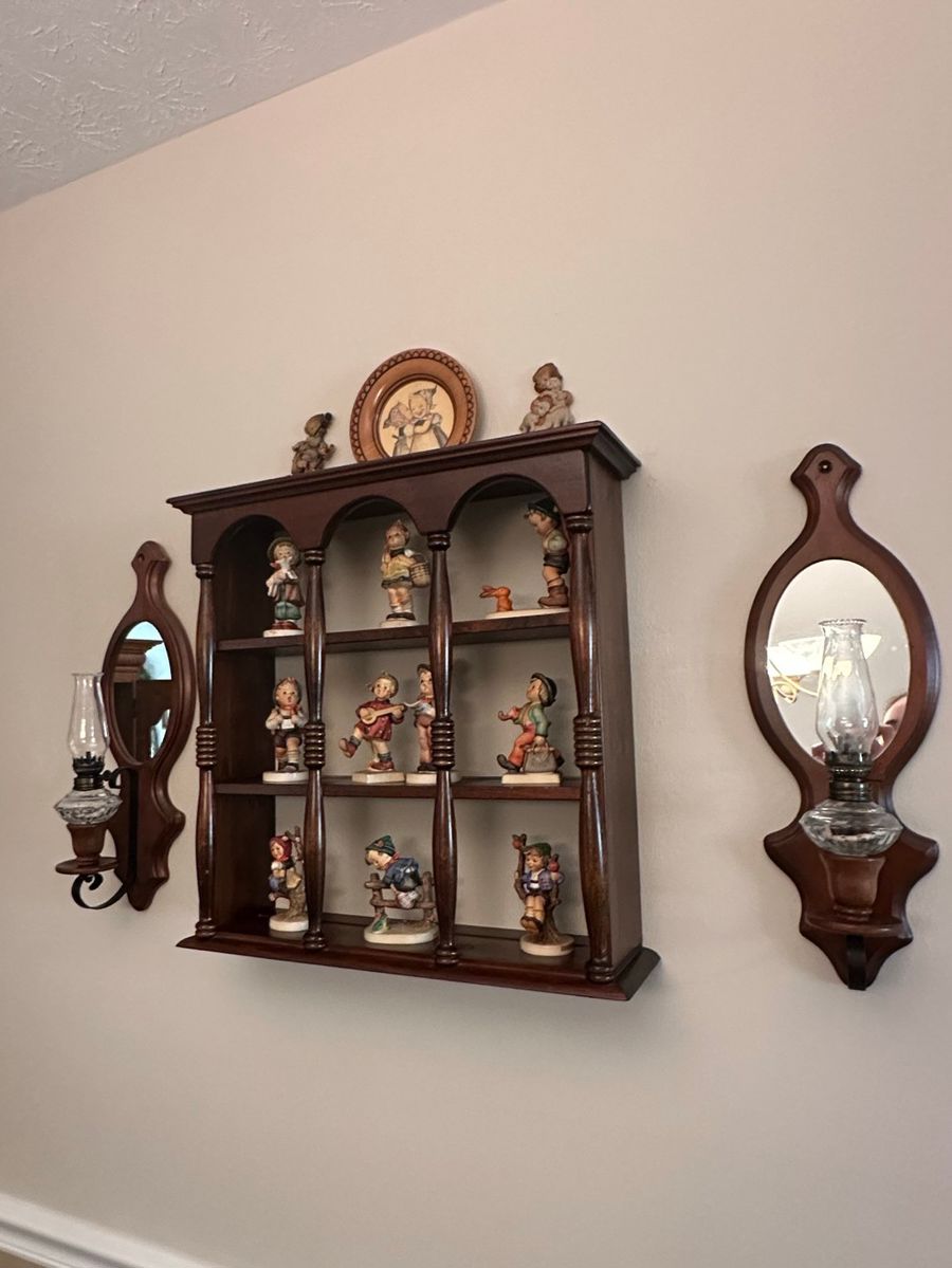 Hummel Figurine Collection & Wall Sconce Mirrors