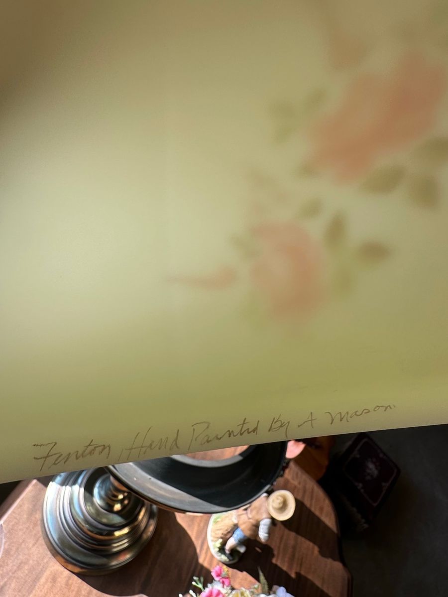 Fenton Hand Painted Glass Lamp Shade