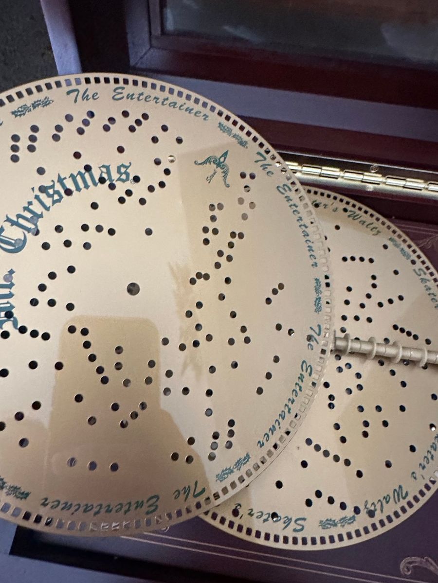 Vintage Music Box Cylinders: Christmas Carol, The Entertainer, Skater's Waltz