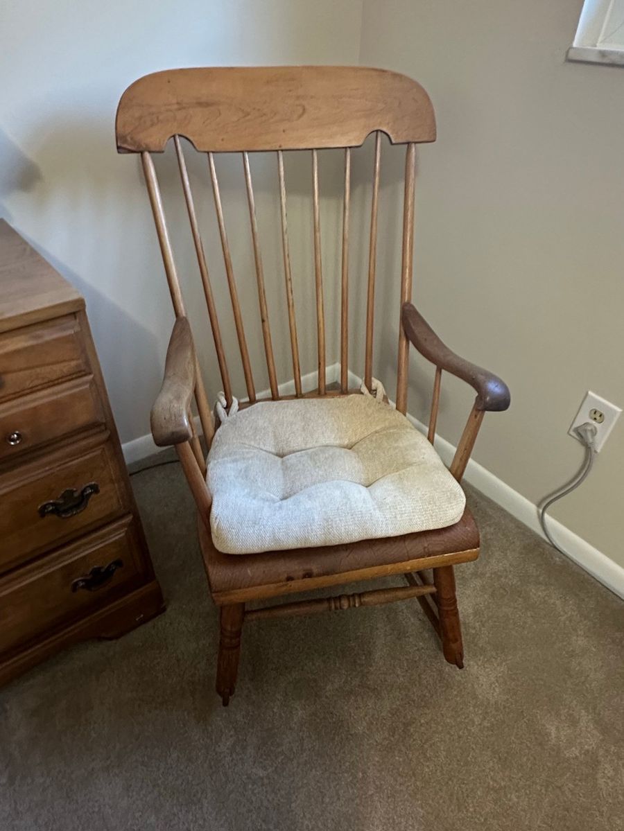 Vintage Wooden Spindle Back Rocking Chair