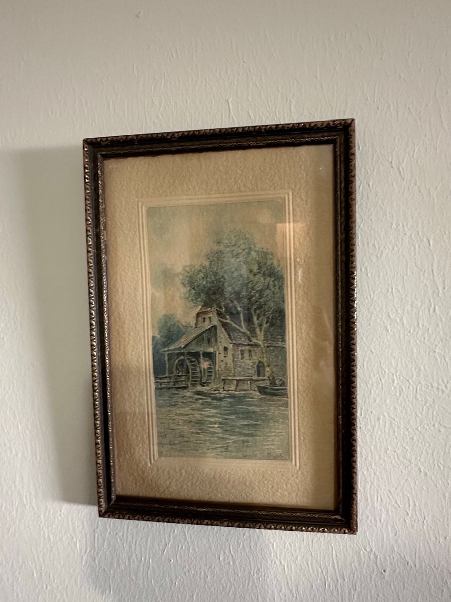 L. S. Bliss Watermill Print in Ornate Frame