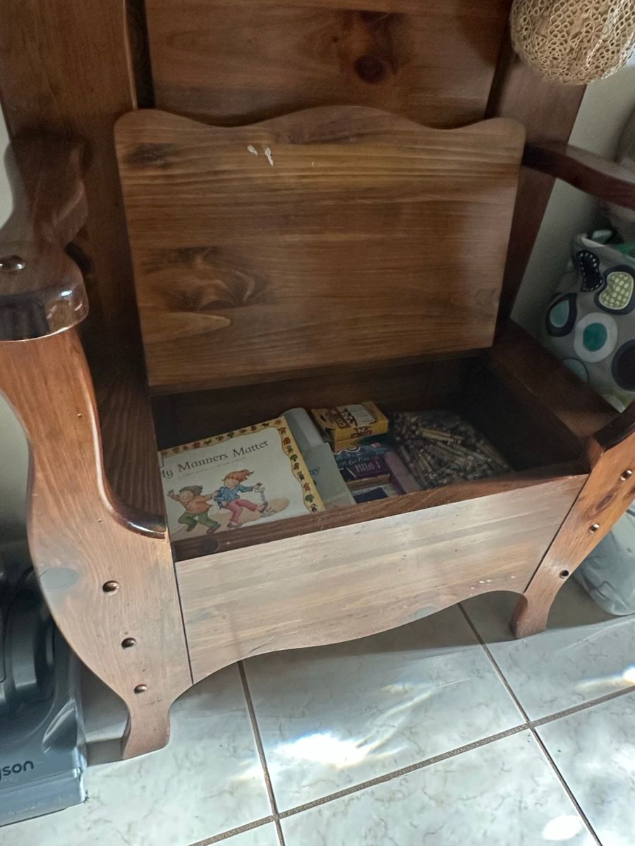 Antique Wooden Hall Tree with Storage Bench