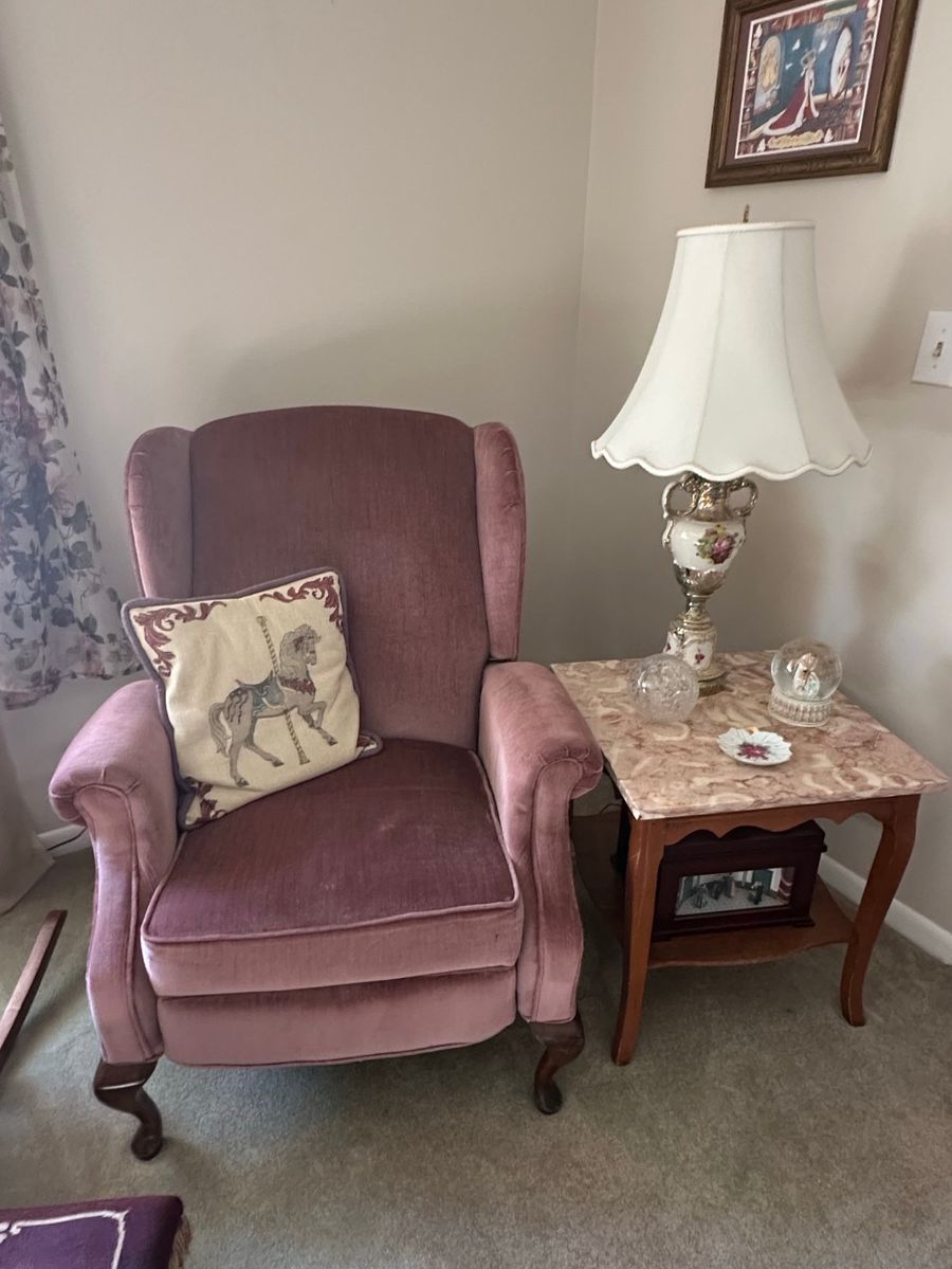 Vintage Wingback Armchair with Accent Table Grouping