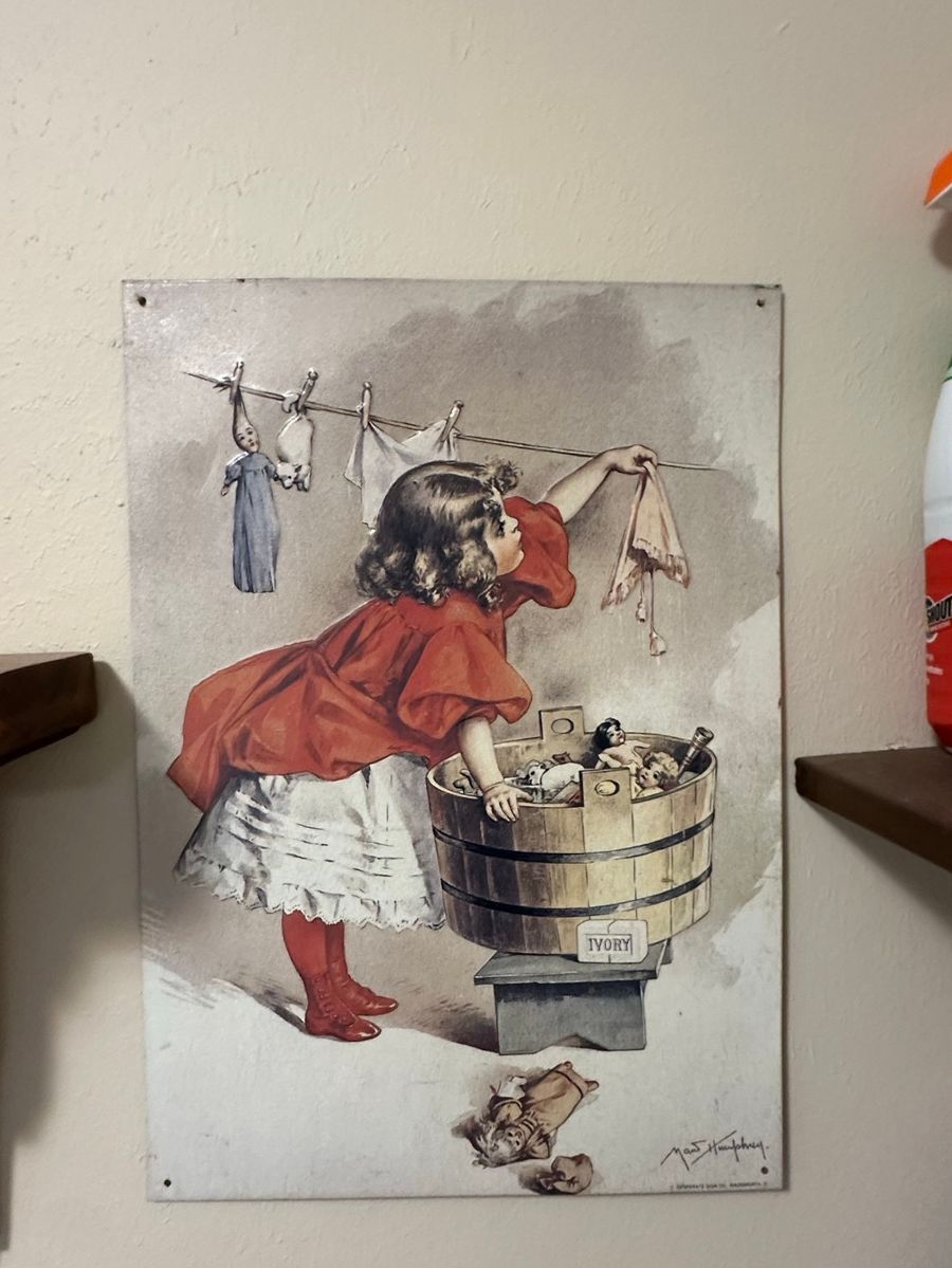 Maxfield Parrish 'Ivory' Girl Lithograph Tin Sign