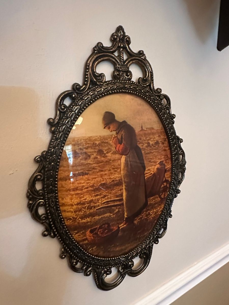Ornate Framed Print of Praying Farmer