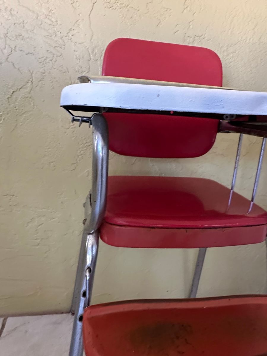 Vintage Chrome & Red Dinette High Chair