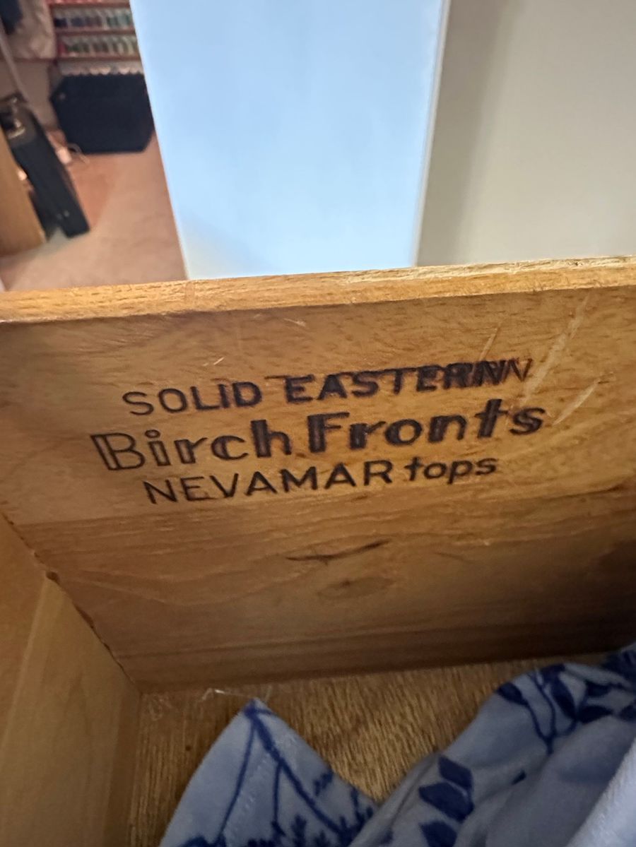 Solid Eastern Birch Fronts Nevamar Tops Dresser Drawer Blade