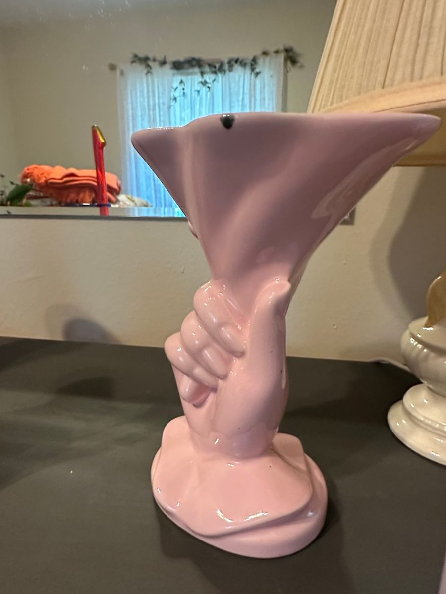 Lefton Pink Ceramic Hand Vase