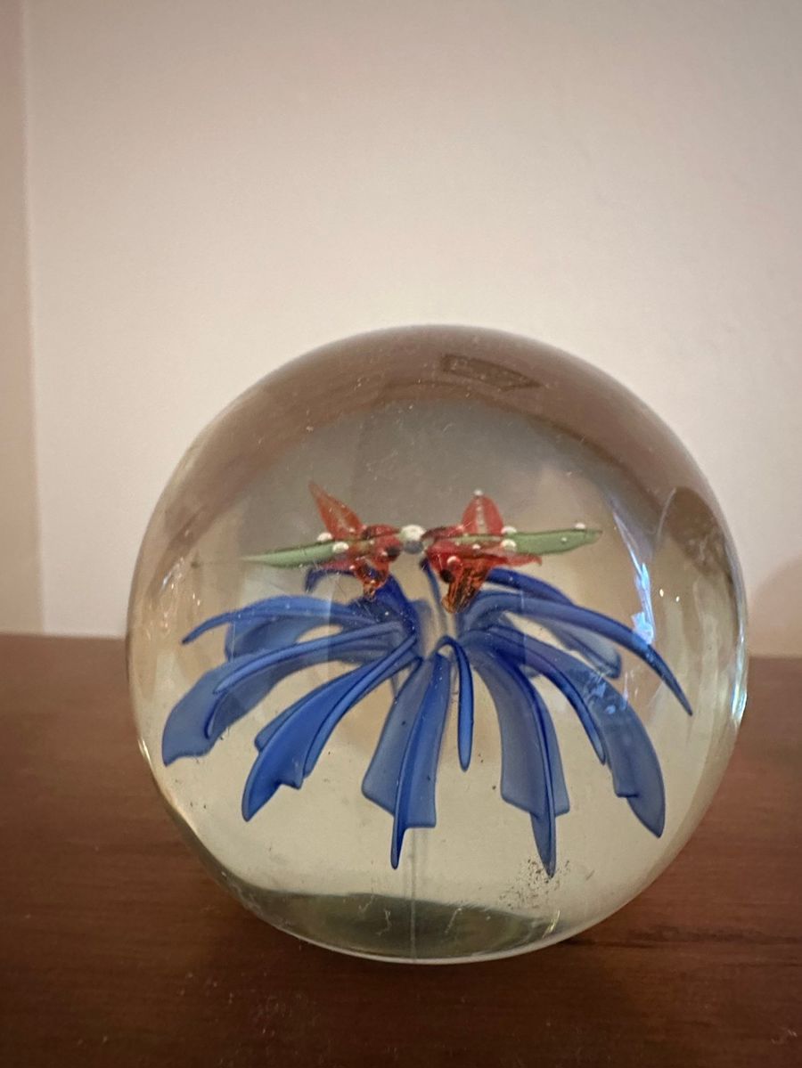 Art Glass Floral Paperweight
