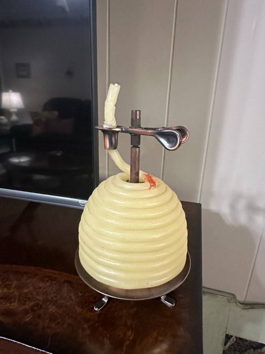 Beehive Candle Holder with Wax Drip Mechanism