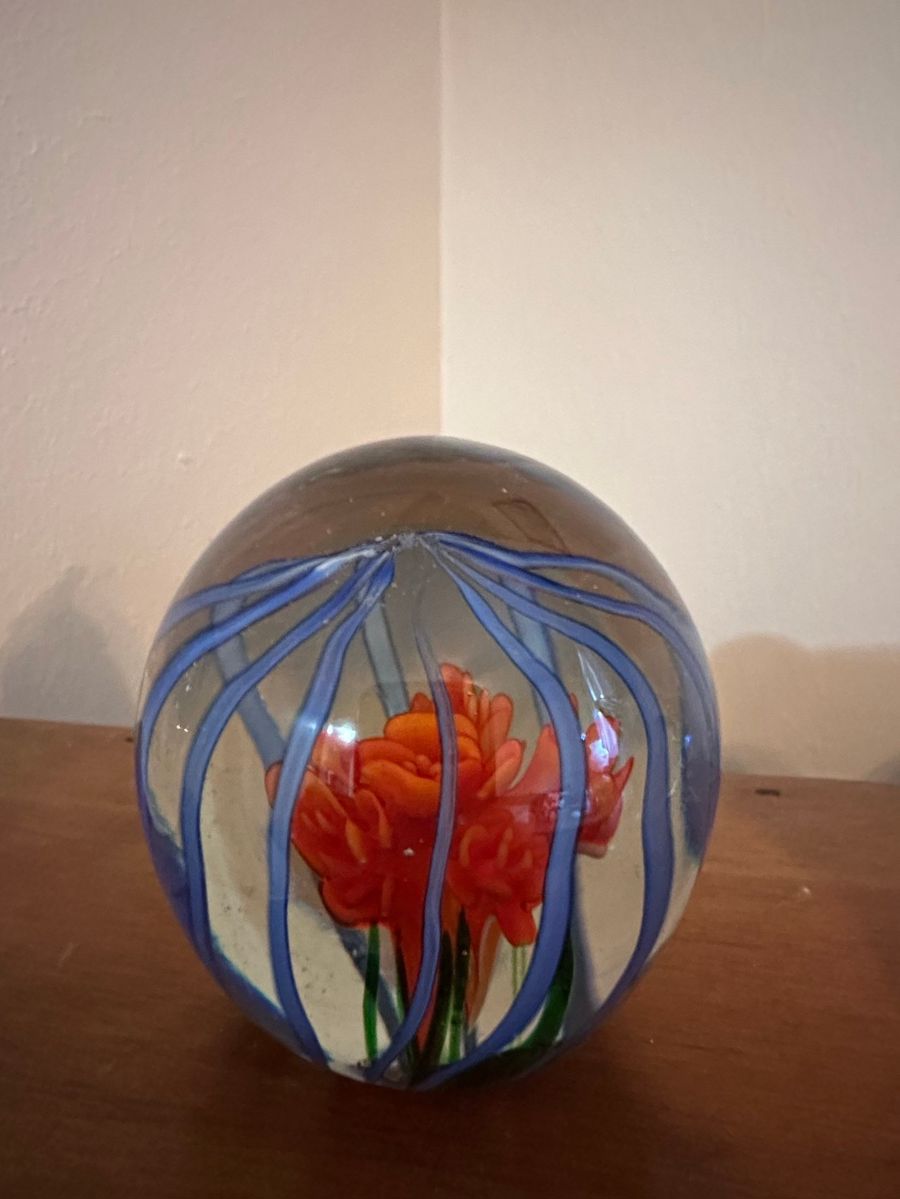 Art Glass Floral Paperweight