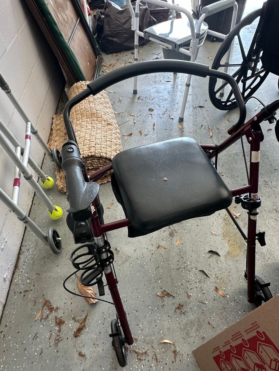 Mobility Aids Assortment: Walker, Wheelchair, and Folding Cane