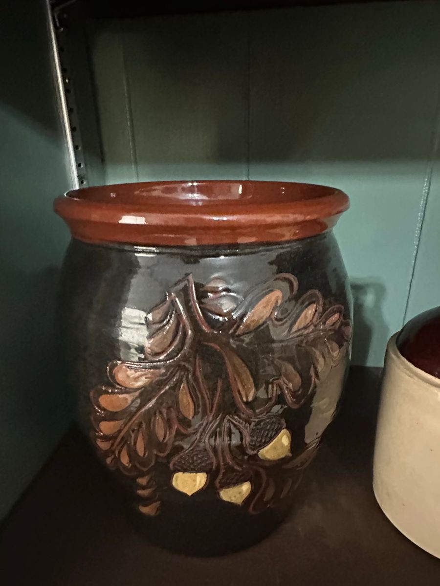 Vintage Pottery Crock Assortment with Oak Leaf & Acorn Design