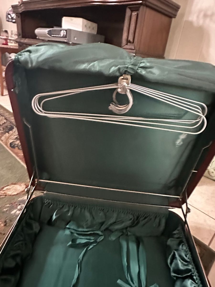 Vintage Garment Bag Suitcase with Satin Lining
