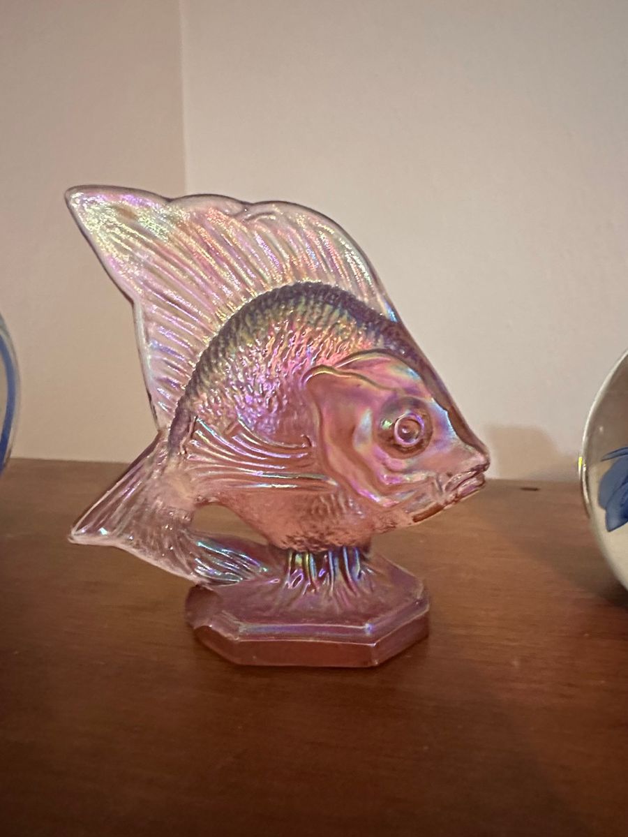 Fenton Art Glass Iridescent Carnival Glass Fish Figurine