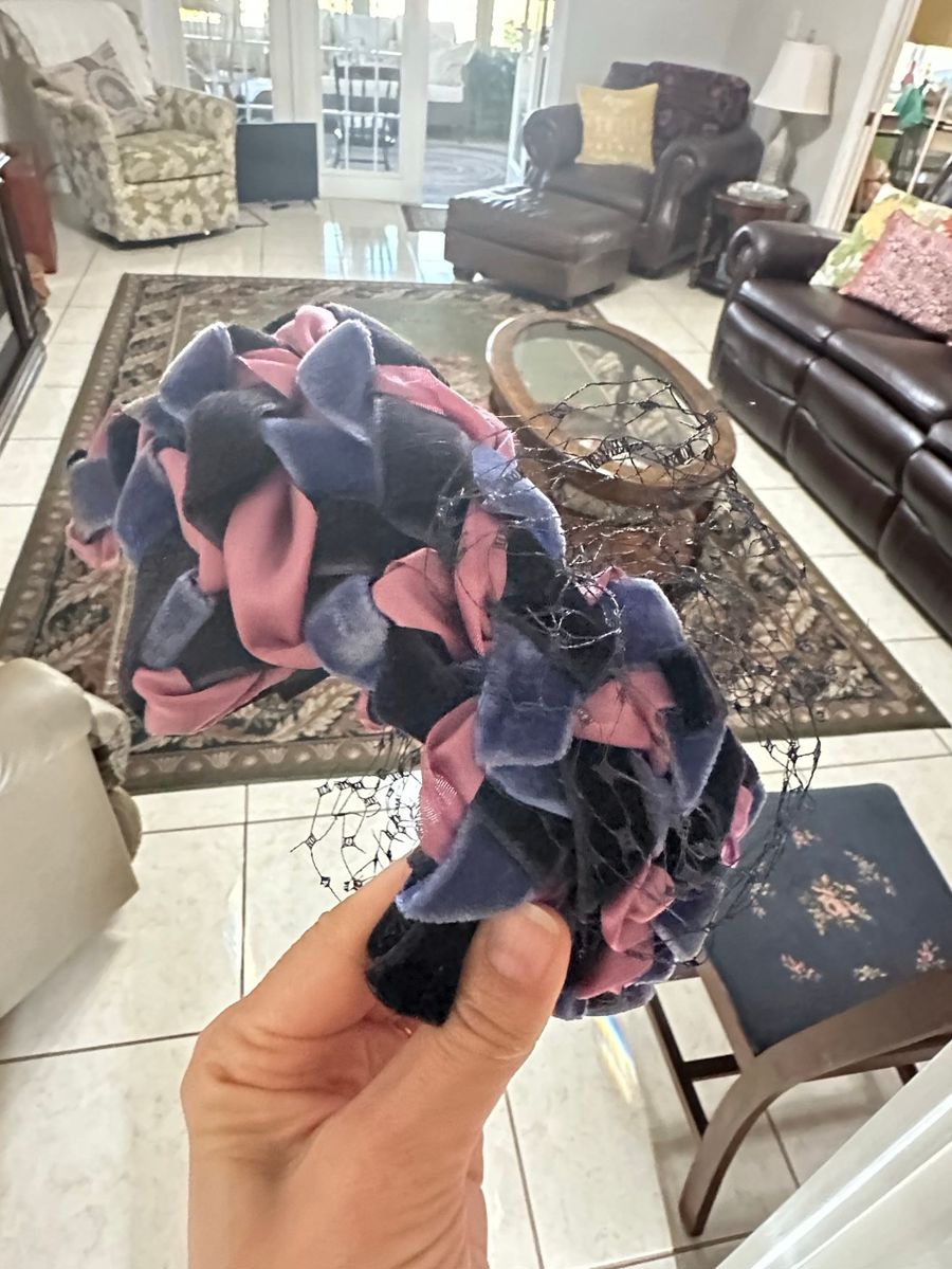 Vintage Velvet & Taffeta Headband with Veil