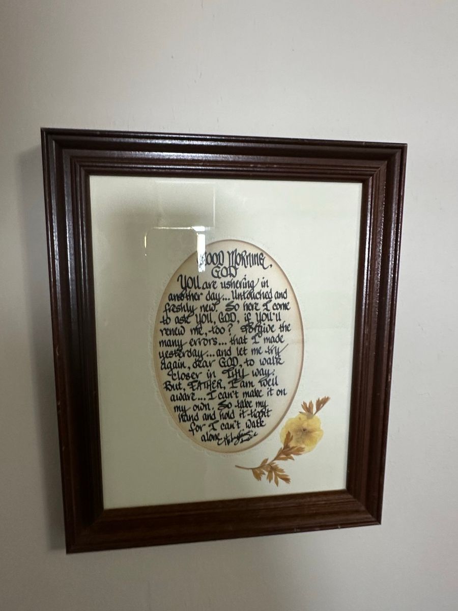 "Good Morning God" Framed Calligraphy Art Piece