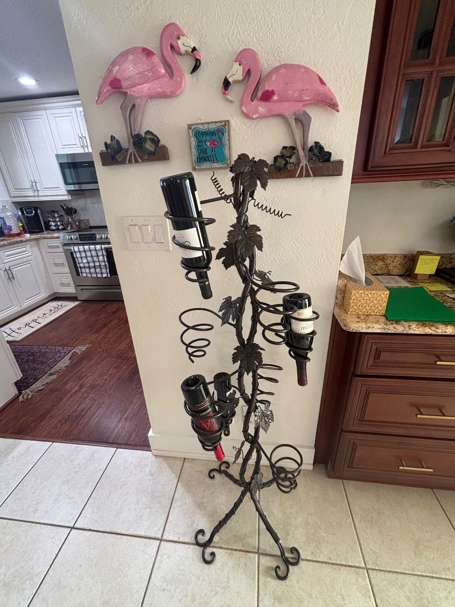 Wrought Iron Vine Leaf Wine Rack