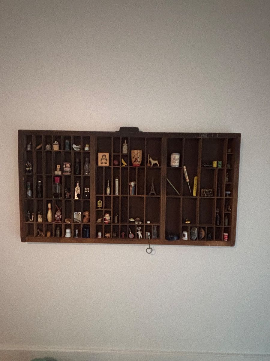 Vintage Printer's Tray with Assorted Miniatures Lot